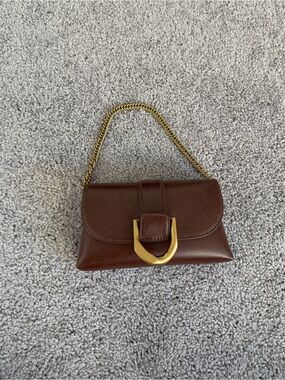 Charles & Keith Brown Mini Shoulder Bag with Gold Hardware